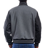Mens Grey Varsity Jacket Back View